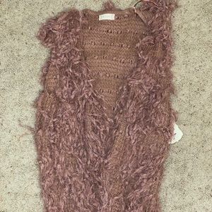 Mauve feathered vest
